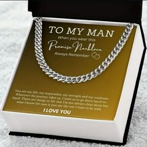 Silver Titanium Chain Necklace Gift Box for Husband
